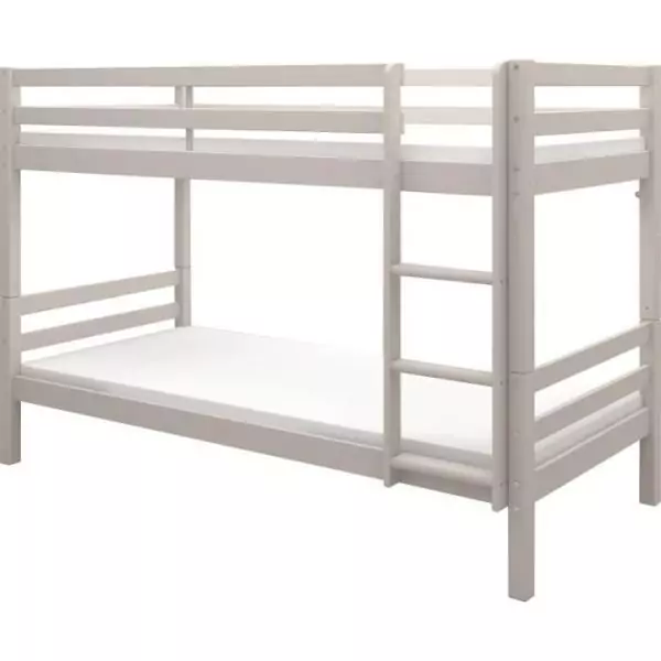 Lits superposés séparables enfant - 2x90x200 cm - Pin massif gris clair - Sommier inclus - ANDO