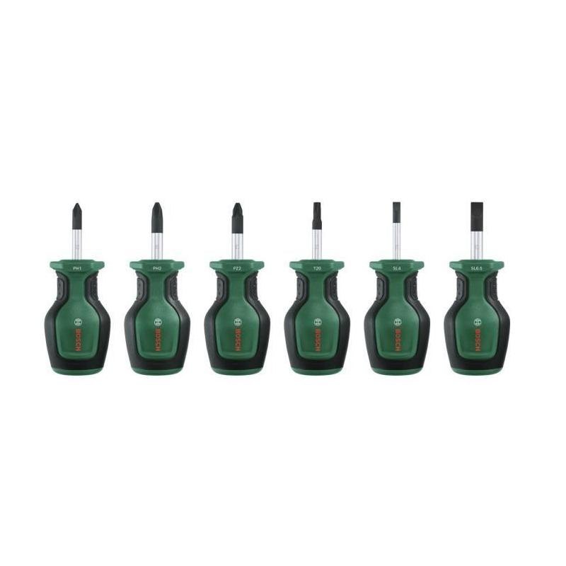Ensemble de 6 tournevis courts Bosch pour endroits restreints