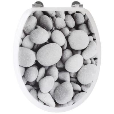 Abattant WC Galets de plage Gris - Universel