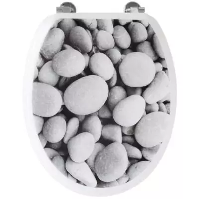 Abattant WC Galets de plage Gris - Universel