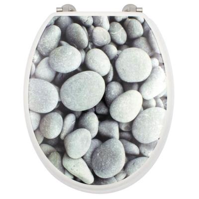 Abattant WC Galets de plage Gris - Universel