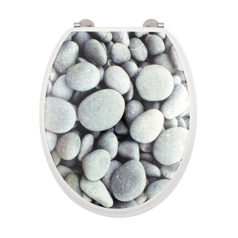 Abattant WC Galets de plage Gris - Universel