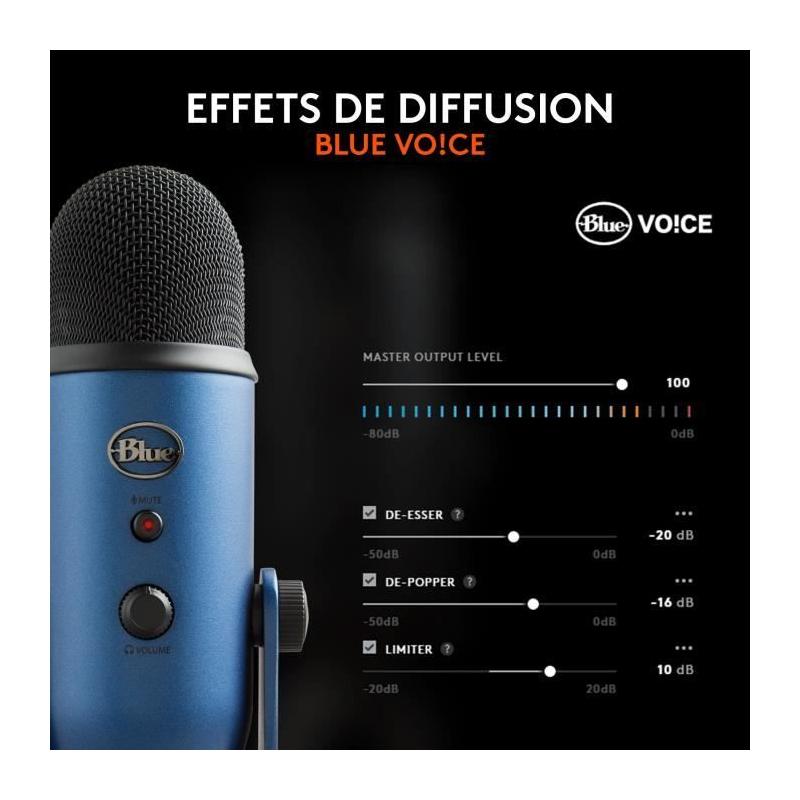 Microphone USB Premium LOGITECH G Yeti pour Enregistrement Streaming Gamer Podcast - Bleu