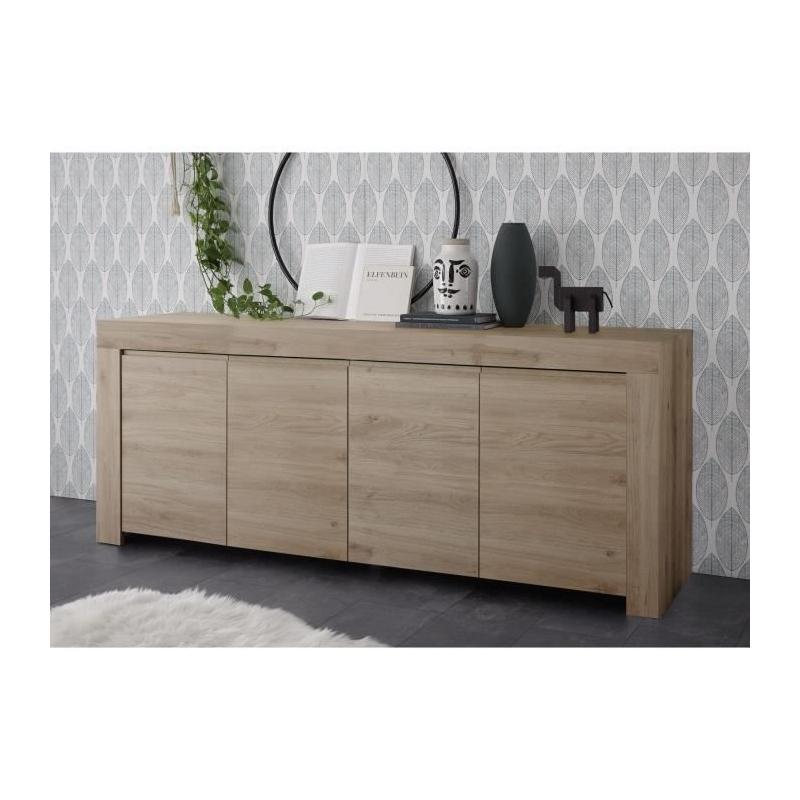 Buffet en chêne clair FAENZA - 4 portes - 210 x 42 x 81 cm