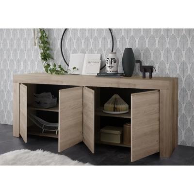 Buffet en chêne clair FAENZA - 4 portes - 210 x 42 x 81 cm