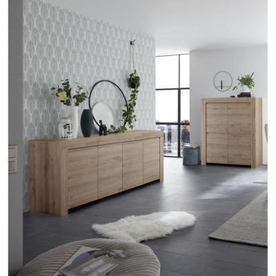Buffet en chêne clair FAENZA - 4 portes - 210 x 42 x 81 cm