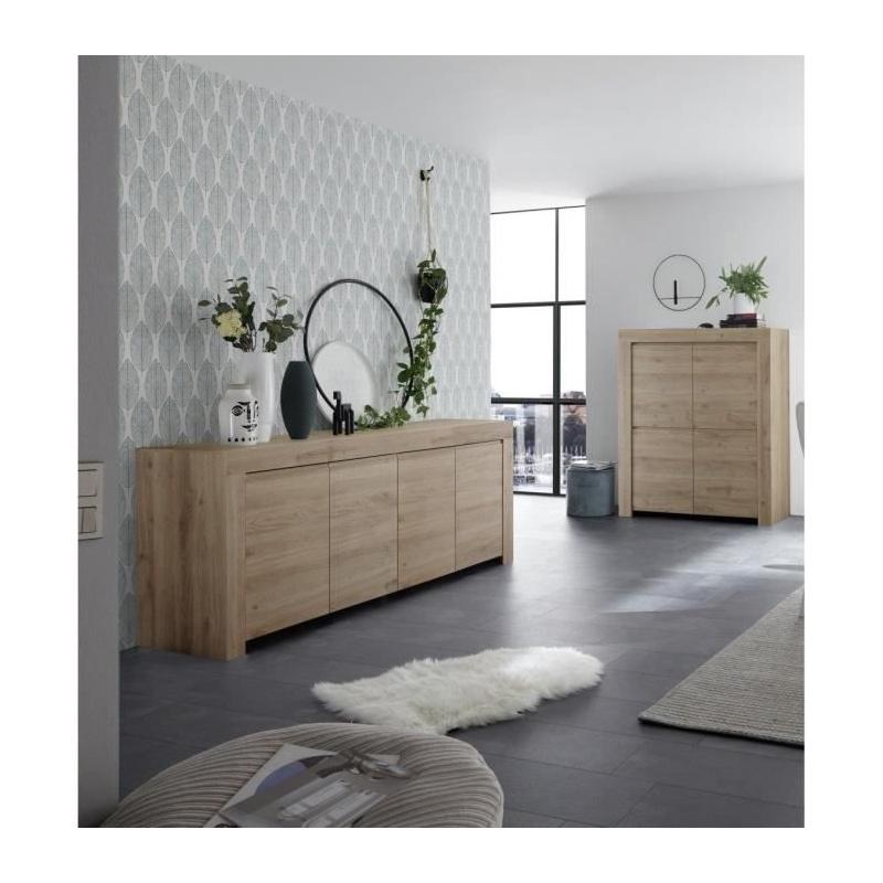 Buffet en chêne clair FAENZA - 4 portes - 210 x 42 x 81 cm