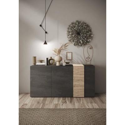 Buffet VENEZIA 3 portes Gris titan / Chene Cadiz