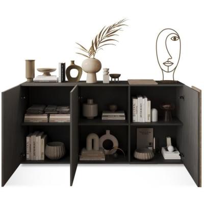 Buffet VENEZIA 3 portes Gris titan / Chene Cadiz