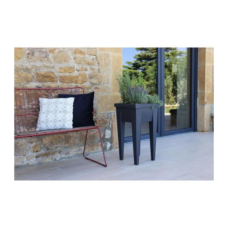 Potager Urbain Anthracite - 38,5x38,5x68 cm - 4 Bouchons d'Évacuation