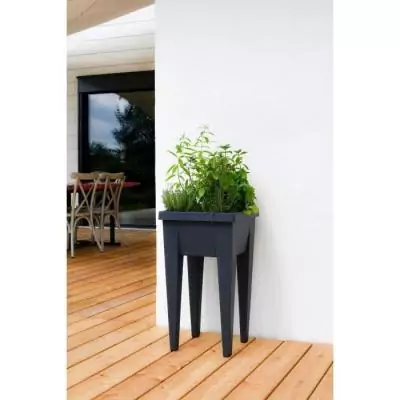 Potager Urbain Anthracite - 38,5x38,5x68 cm - 4 Bouchons d'Évacuation