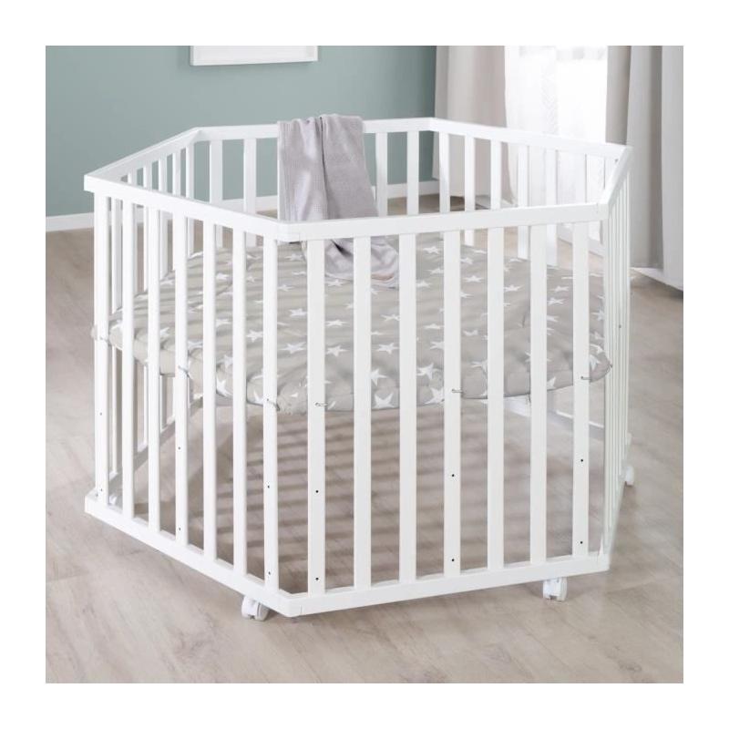 Parc bébé hexagonal Roba Little Stars blanc - Confortable et sécurisé