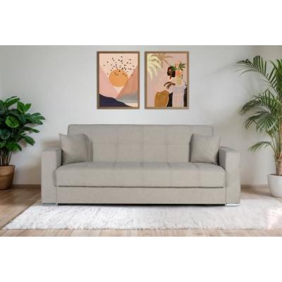 Canapé convertible 3 places ALBA - Tissu beige - Design pratique