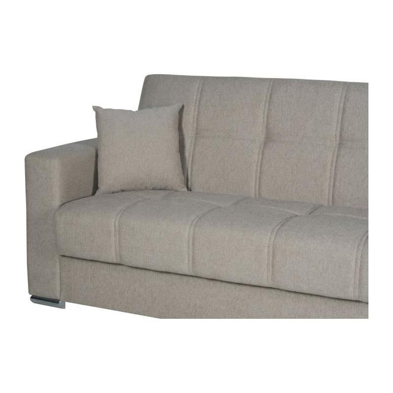 Canapé convertible 3 places ALBA - Tissu beige - Design pratique
