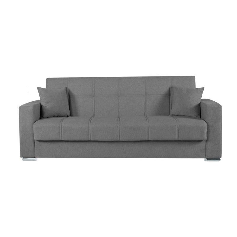 Canapé convertible 3 places ALBA gris foncé - Avec rangement - 226 x 85 x 92 cm