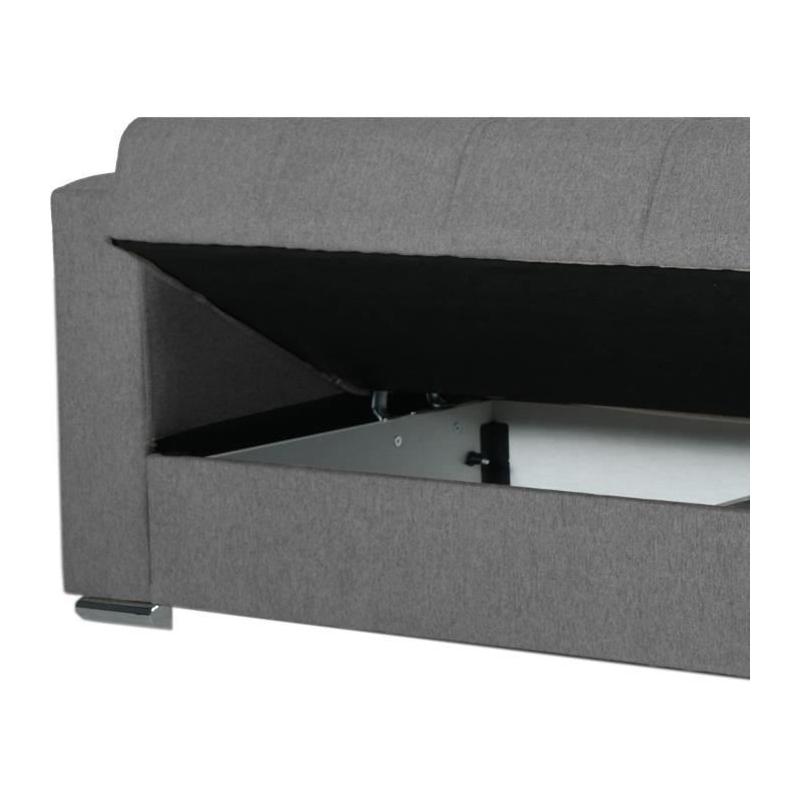 Canapé convertible 3 places ALBA gris foncé - Avec rangement - 226 x 85 x 92 cm