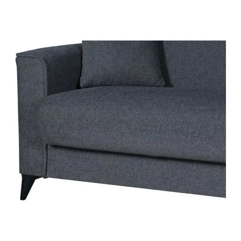 Canapé convertible 3 places BERGAMO gris foncé - Design pratique