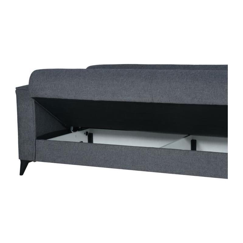 Canapé convertible 3 places BERGAMO gris foncé - Design pratique