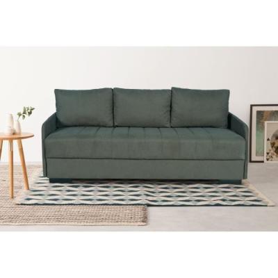 Canapé convertible 3 places BETTA - Vert foncé - Couchage 145 x 190 - Coffre rangement