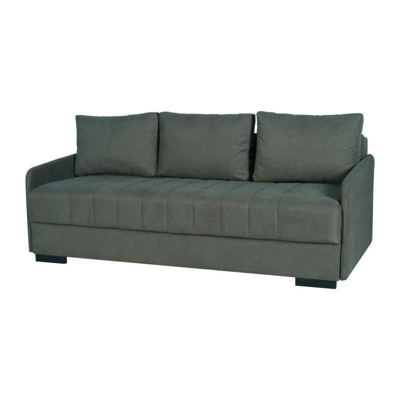 Canapé convertible 3 places BETTA - Vert foncé - Couchage 145 x 190 - Coffre rangement