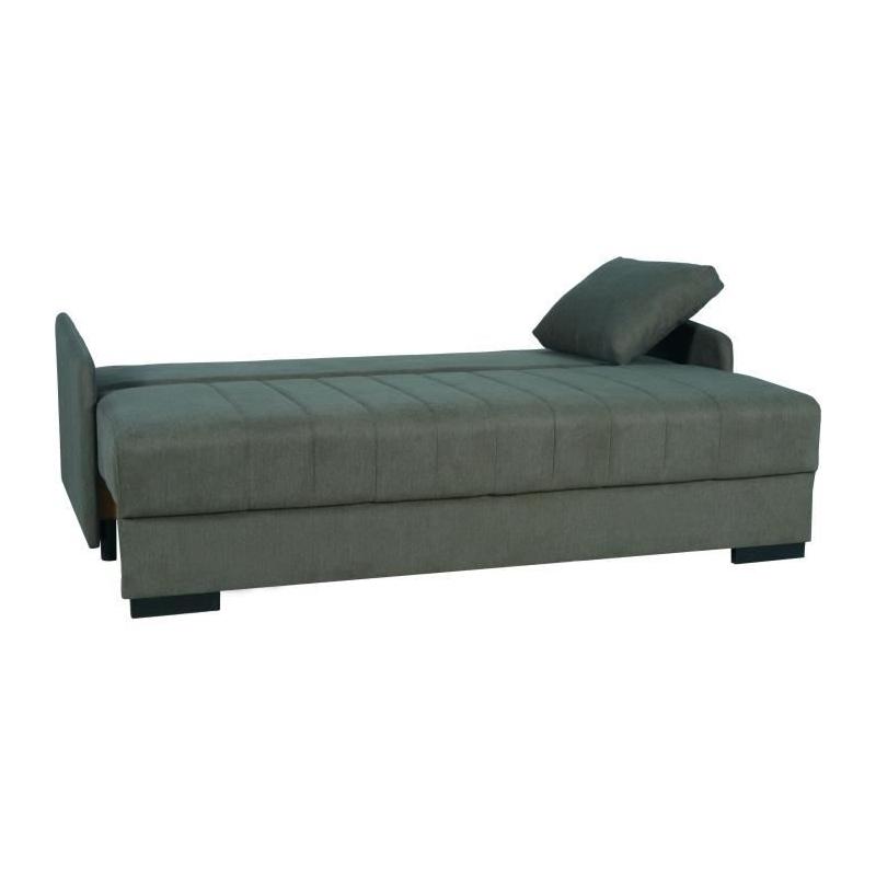 Canapé convertible 3 places BETTA - Vert foncé - Couchage 145 x 190 - Coffre rangement