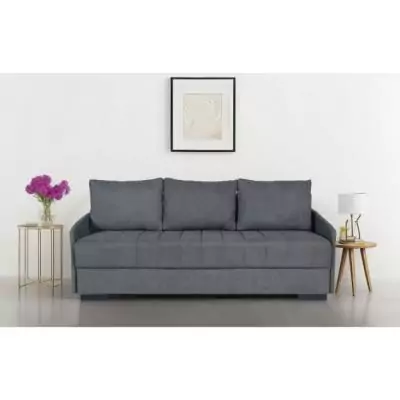 Canapé convertible 3 places BETTA - Gris clair - Couchage 145 x 190 cm Canapé convertible 3 places BETTA - Gris clair - Couchage 145 x 190 cm