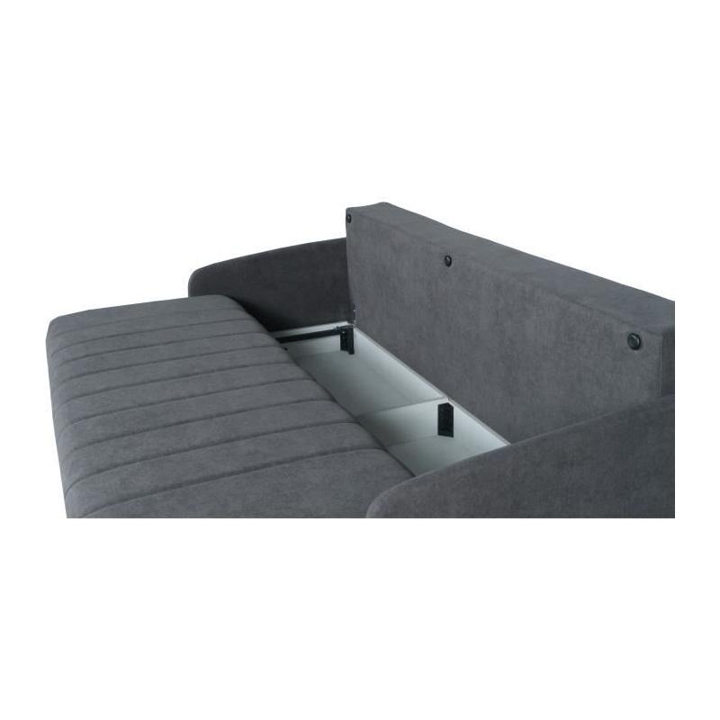 Canapé convertible 3 places BETTA - Gris clair - Couchage 145 x 190 cm