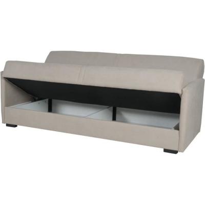 Canapé convertible 3 places BIANCA - Tissu beige - Coffre de rangement