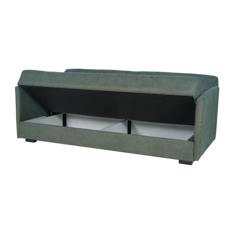 Canapé convertible 3 places BIANCA - Vert Foncé - Coffre de rangement