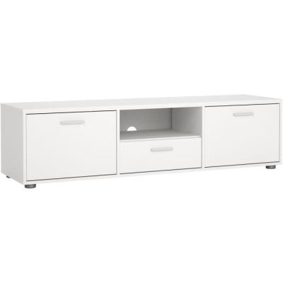 Meuble TV MEDIA Blanc mat - Design moderne - 147,2 x 39,8 x 38,4 cm