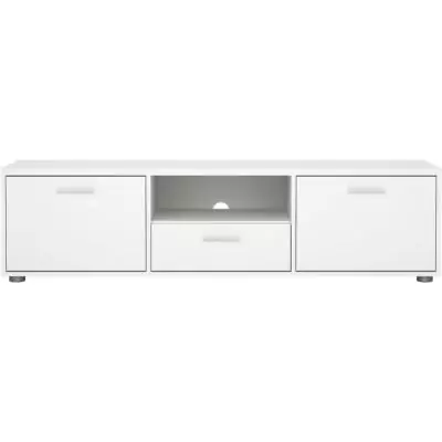 Meuble TV MEDIA Blanc mat - Design moderne - 147,2 x 39,8 x 38,4 cm Meuble TV MEDIA Blanc mat - Design moderne - 147,2 x 39,8 x 38,4 cm