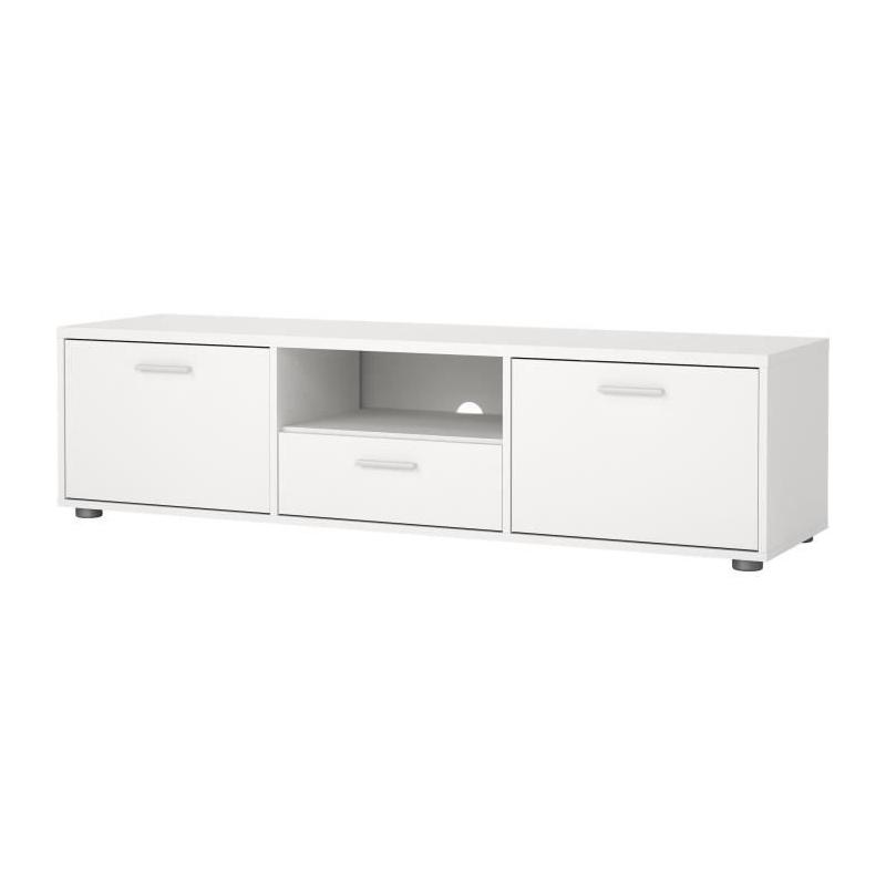 Meuble TV MEDIA Blanc mat - Design moderne - 147,2 x 39,8 x 38,4 cm