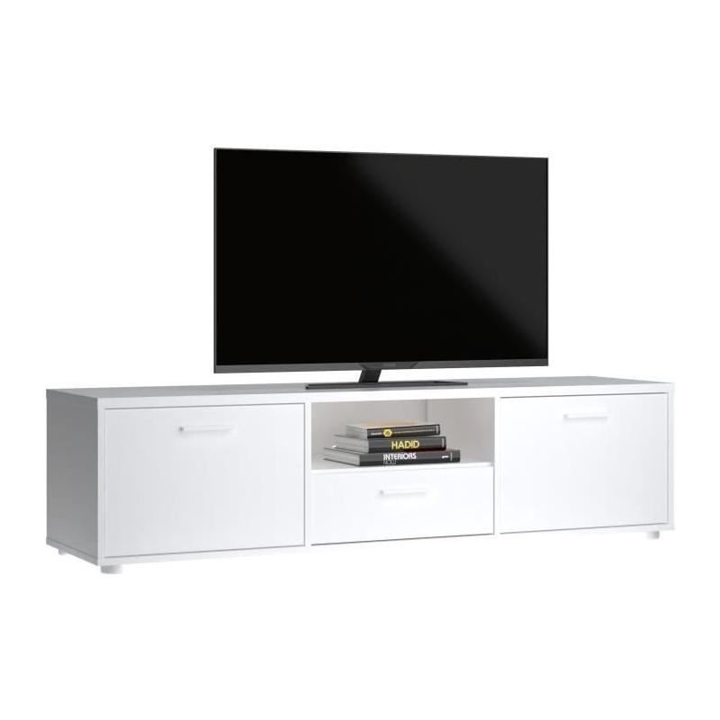 Meuble TV MEDIA Blanc mat - Design moderne - 147,2 x 39,8 x 38,4 cm