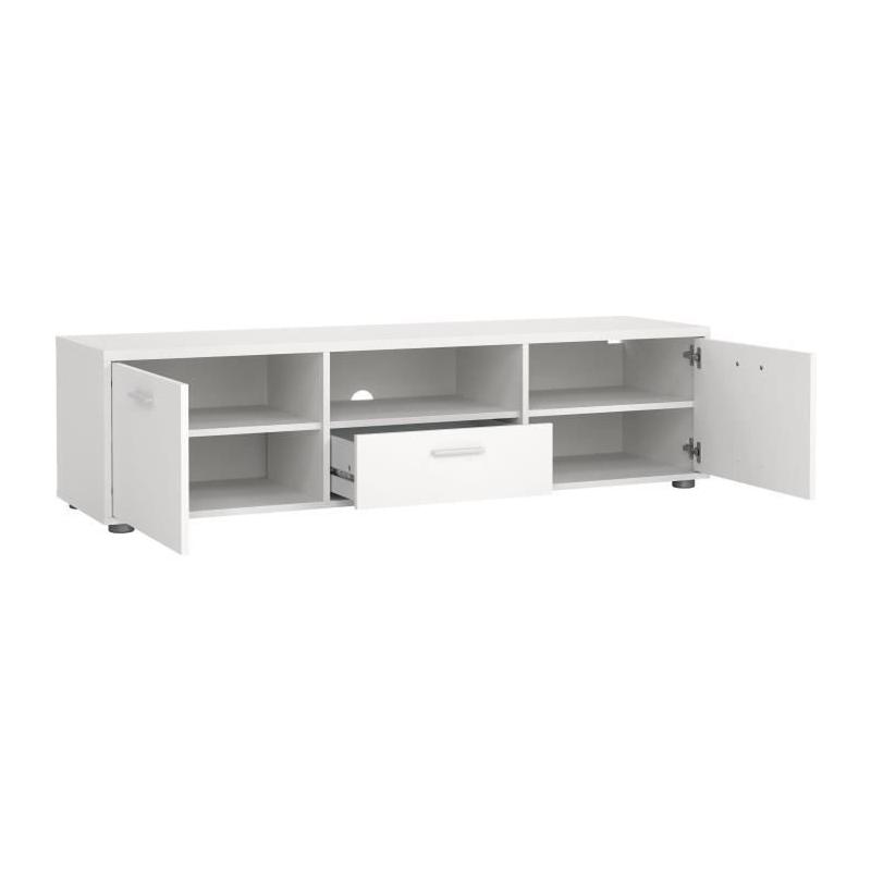 Meuble TV MEDIA Blanc mat - Design moderne - 147,2 x 39,8 x 38,4 cm