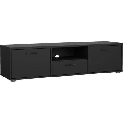 Meuble TV MEDIA Noir mat - Design moderne - Rangement optimal