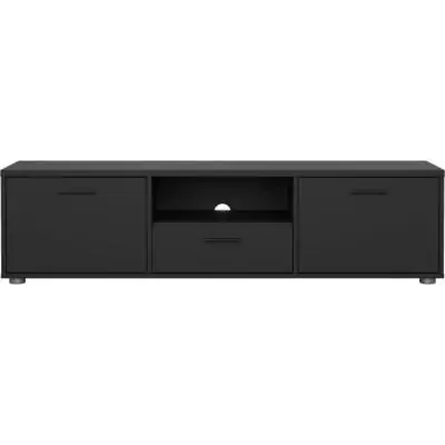Meuble TV MEDIA Noir mat - Design moderne - Rangement optimal Meuble TV MEDIA Noir mat - Design moderne - Rangement optimal