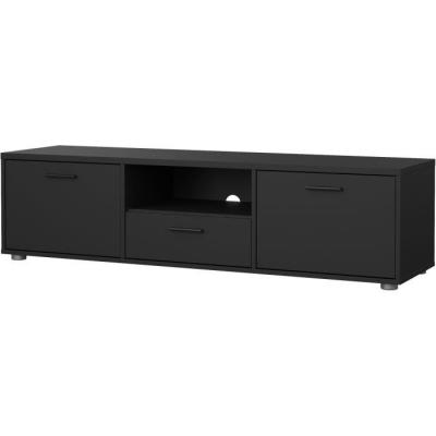 Meuble TV MEDIA Noir mat - Design moderne - Rangement optimal