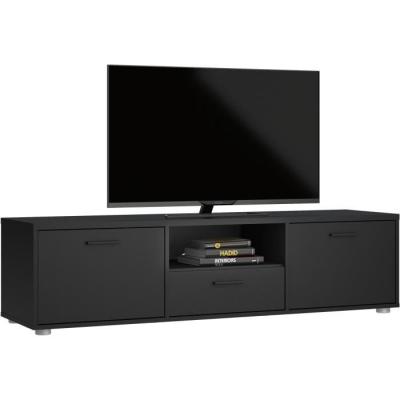 Meuble TV MEDIA Noir mat - Design moderne - Rangement optimal
