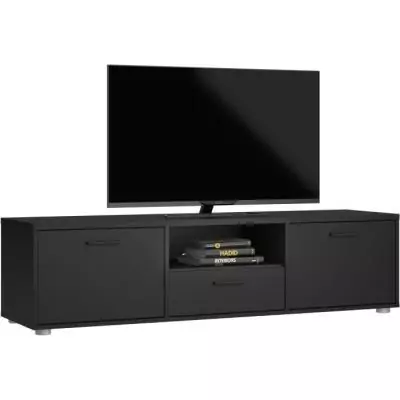Meuble TV MEDIA Noir mat - Design moderne - Rangement optimal Meuble TV MEDIA Noir mat - Design moderne - Rangement optimal