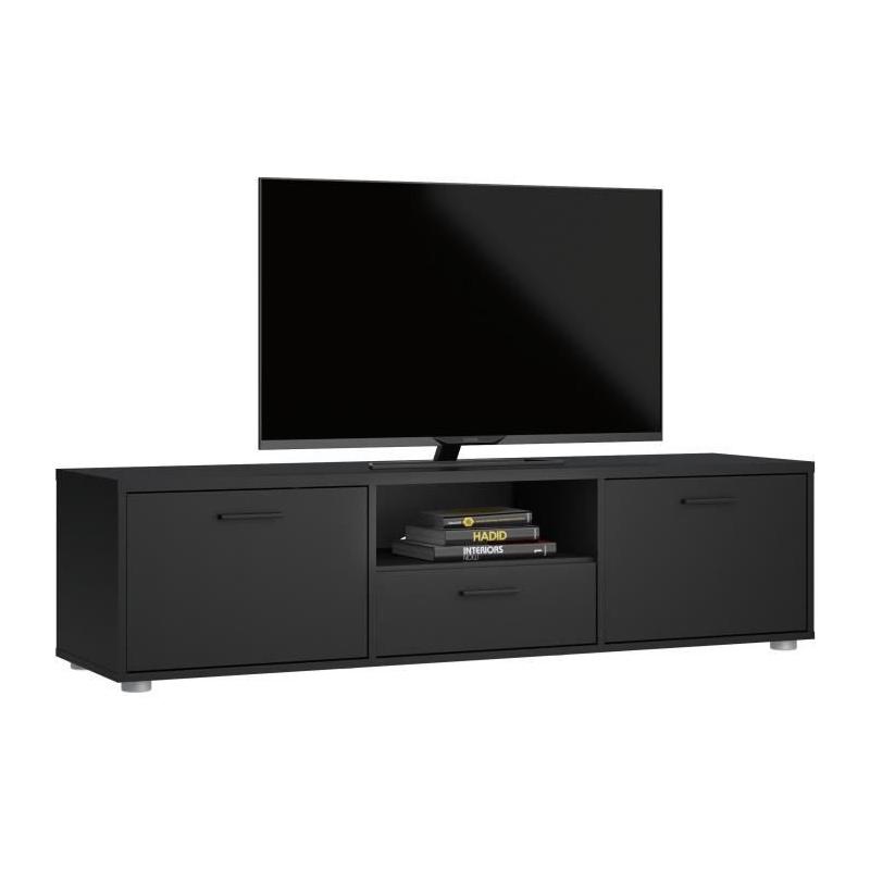 Meuble TV MEDIA Noir mat - Design moderne - Rangement optimal