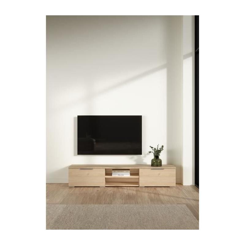 Meuble TV MATCH Beige effet bois mat - Design moderne