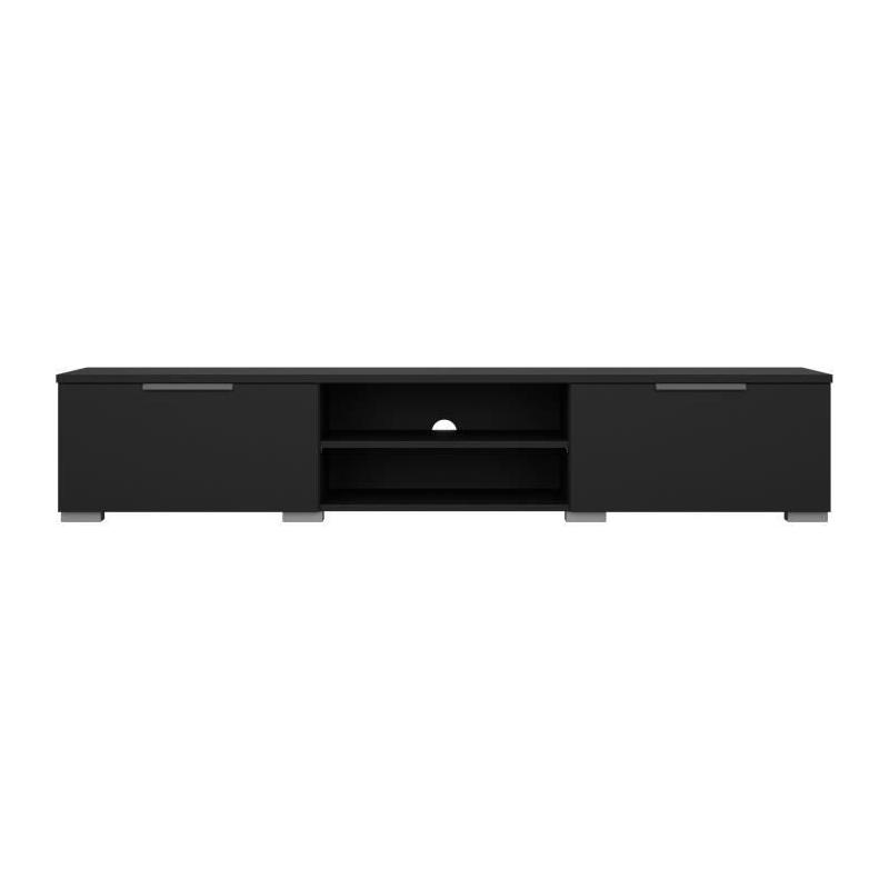 Meuble TV design - Noir mat - 2 tiroirs - 172,7 cm