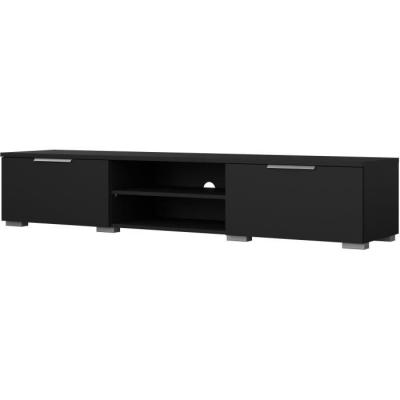 Meuble TV design - Noir mat - 2 tiroirs - 172,7 cm