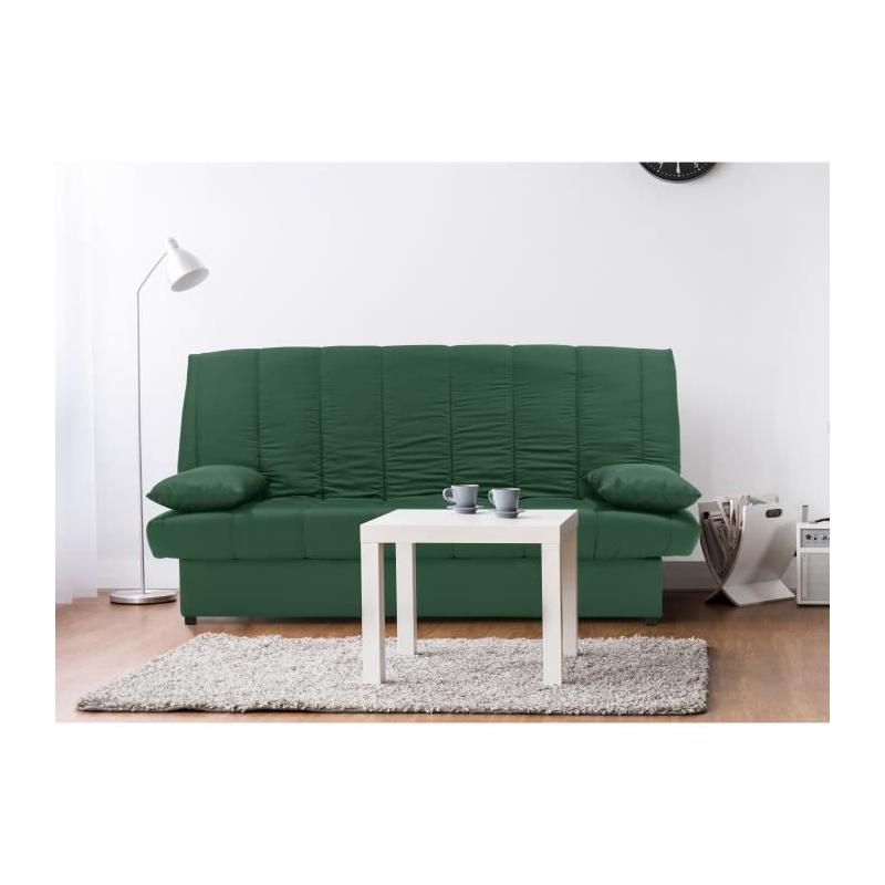 Banquette clic clac 3 places vert 100% coton - Style Contemporain