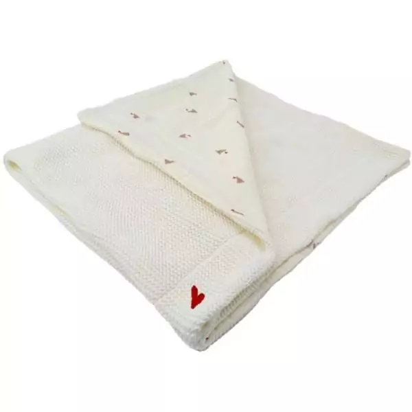 Couverture double face - DOMIVA - Maternity Love - 75 x 100 cm - Grosse maille et mousseline