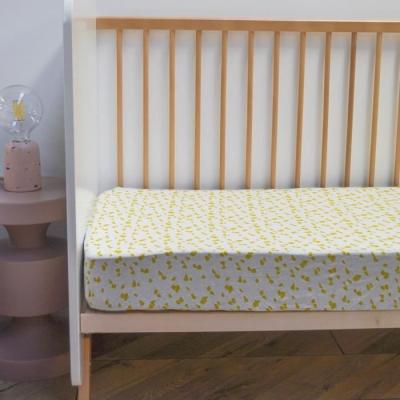 Drap housse enfant imprimé savane Jaune 70x140 cm