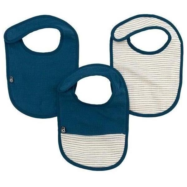 Lot x3 bavoirs - DOMIVA - 0-6 mois - Gaze de coton - Indigo