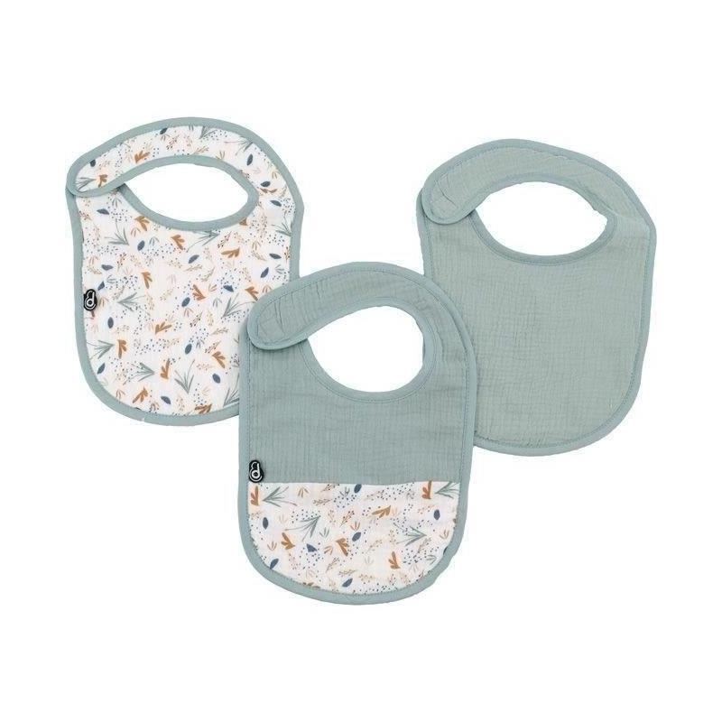Lot x3 bavoirs DOMIVA 6-12 mois Celadon - Gaze de coton