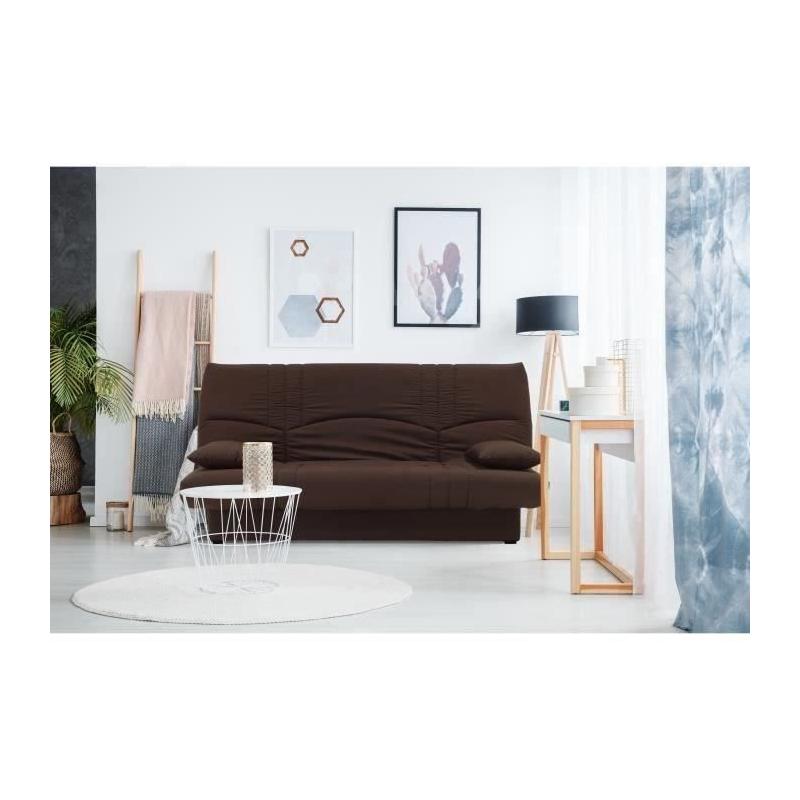 Banquette clic clac 3 places en tissu chocolat - Style Contemporain