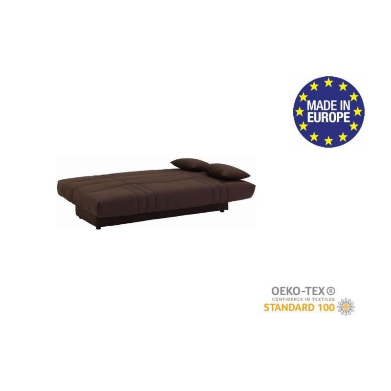 Banquette clic clac 3 places en tissu chocolat - Style Contemporain